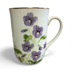 Otagiri Vintage Violet Pansy Mug Cup with Gold Rim 4” Japan - Coffee Tea